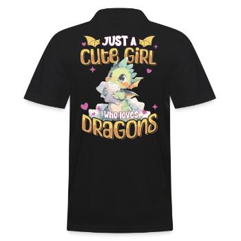 Juste une fille mignonne qui aime les dragons - Kawaii Dragon - Polo Homme - noir - Dos - Kai (181cm)