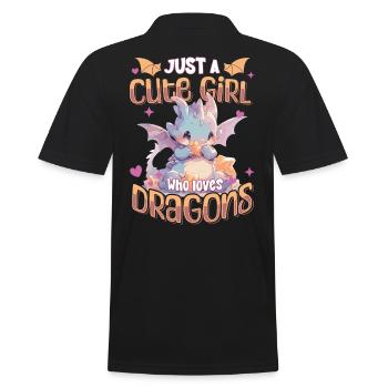 Juste une fille mignonne qui aime les dragons - Kawaii Dragon - Polo Homme - noir - Dos - Kai (181cm)