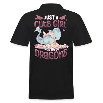 Juste une fille mignonne qui aime les dragons - Kawaii Dragon - Polo Homme - noir - Dos - Kai (181cm)