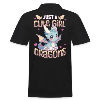 Juste une fille mignonne qui aime les dragons - Kawaii Dragon - Polo Homme - noir - Dos - Kai (181cm)