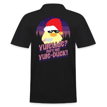 Yule-Duck - Ente mit Messer Duck with Knife - Männer Poloshirt - Schwarz - Hinten - Kai (181cm)