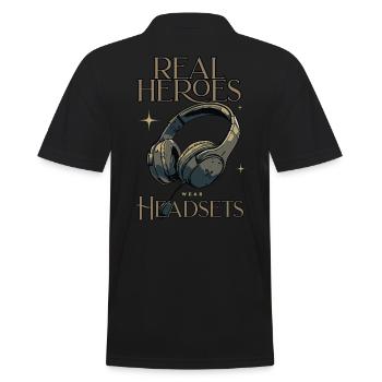 Les vrais héros portent des casques Funny Gamer Boys & Kids - Polo Homme - noir - Dos - Kai (181cm)