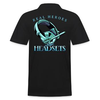 Les vrais héros portent des casques Funny Gamer Boys & Kids - Polo Homme - noir - Dos - Kai (181cm)
