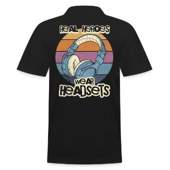 Les vrais héros portent des casques Funny Gamer Boys & Kids - Polo Homme - noir - Dos - Kai (181cm)