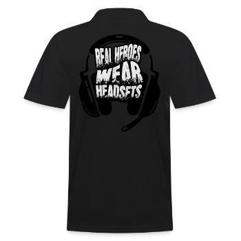 Les vrais héros portent des casques Funny Gamer Boys & Kids - Polo Homme - noir - Dos - Kai (181cm)