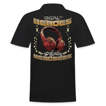 Les vrais héros portent des casques Funny Gamer Boys & Kids - Polo Homme - noir - Dos - Kai (181cm)