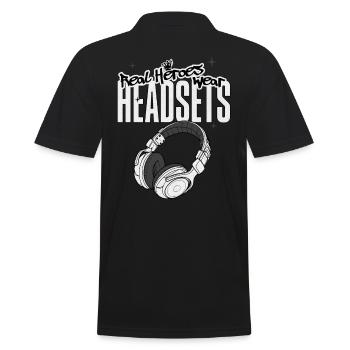 Les vrais héros portent des casques Funny Gamer Boys & Kids - Polo Homme - noir - Dos - Kai (181cm)