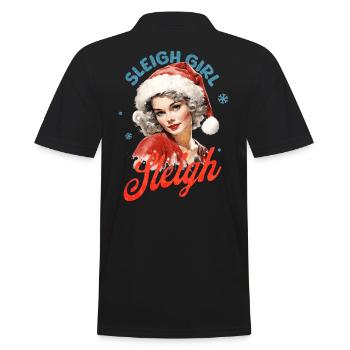 Sleigh Girl Sleigh Funny Ugly Christmas für Frauen - Männer Poloshirt - Schwarz - Hinten - Kai (181cm)