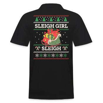 Sleigh Girl Sleigh Funny Ugly Christmas für Frauen - Männer Poloshirt - Schwarz - Hinten - Kai (181cm)