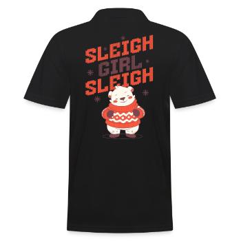 Sleigh Girl Sleigh Funny Ugly Christmas für Frauen - Männer Poloshirt - Schwarz - Hinten - Kai (181cm)