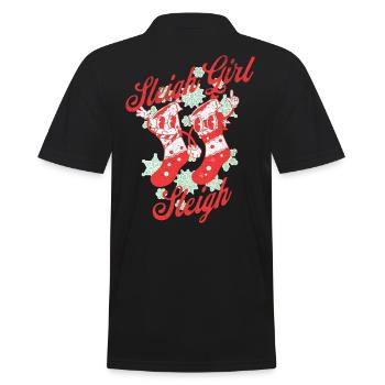 Sleigh Girl Sleigh Funny Ugly Christmas für Frauen - Männer Poloshirt - Schwarz - Hinten - Kai (181cm)