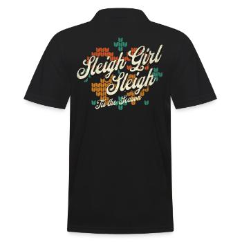 Sleigh Girl Sleigh Funny Ugly Christmas für Frauen - Männer Poloshirt - Schwarz - Hinten - Kai (181cm)