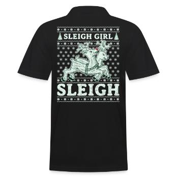 Sleigh Girl Sleigh Funny Ugly Christmas für Frauen - Männer Poloshirt - Schwarz - Hinten - Kai (181cm)