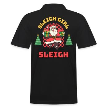 Sleigh Girl Sleigh Funny Ugly Christmas für Frauen - Männer Poloshirt - Schwarz - Hinten - Kai (181cm)