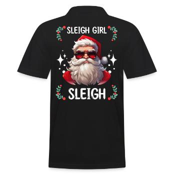 Sleigh Girl Sleigh Funny Ugly Christmas für Frauen - Männer Poloshirt - Schwarz - Hinten - Kai (181cm)