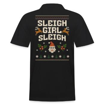 Sleigh Girl Sleigh Funny Ugly Christmas für Frauen - Männer Poloshirt - Schwarz - Hinten - Kai (181cm)