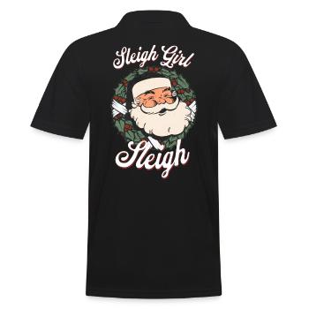 Sleigh Girl Sleigh Funny Ugly Christmas für Frauen - Männer Poloshirt - Schwarz - Hinten - Kai (181cm)