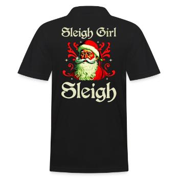 Sleigh Girl Sleigh Funny Ugly Christmas für Frauen - Männer Poloshirt - Schwarz - Hinten - Kai (181cm)