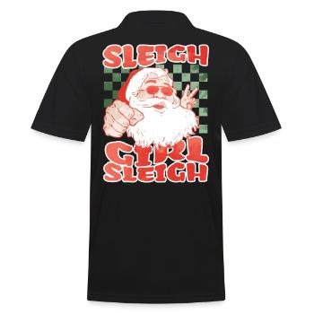 Sleigh Girl Sleigh Funny Ugly Christmas für Frauen - Männer Poloshirt - Schwarz - Hinten - Kai (181cm)