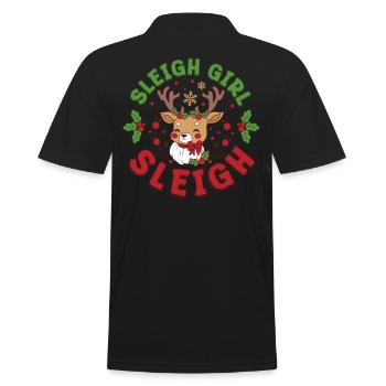 Sleigh Girl Sleigh Funny Ugly Christmas für Frauen - Männer Poloshirt - Schwarz - Hinten - Kai (181cm)