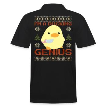Ente mit Messer Meme - Quacking Genius Christmas - Männer Poloshirt - Schwarz - Hinten - Kai (181cm)