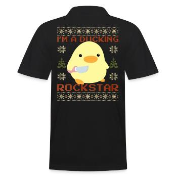 Ente mit Messer Meme - Ducking Star Christmas - Männer Poloshirt - Schwarz - Hinten - Kai (181cm)