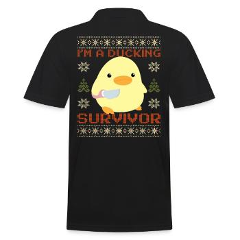Canard avec couteau Meme - Canard survivant Noël - Polo Homme - noir - Dos - Kai (181cm)