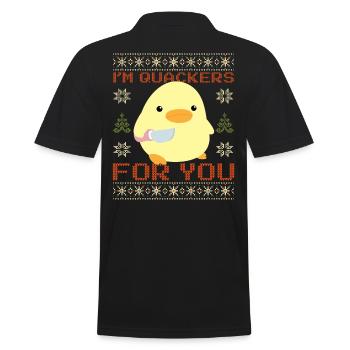 Ente mit Messer Meme - Quackers Ugly Christmas - Männer Poloshirt - Schwarz - Hinten - Kai (181cm)