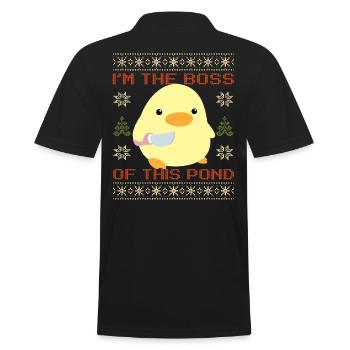 Ente mit Messer Meme - My Pond Ugly Christmas - Männer Poloshirt - Schwarz - Hinten - Kai (181cm)
