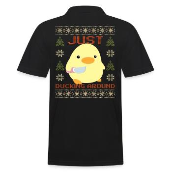 Ente mit Messer Meme Duckin' around Ugly Christmas - Männer Poloshirt - Schwarz - Hinten - Kai (181cm)