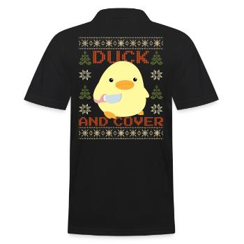 Ente mit Messer Meme - Cover Duck Ugly Christmas - Männer Poloshirt - Schwarz - Hinten - Kai (181cm)