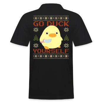 Ente mit Messer Meme Duck Yourself Ugly Christmas - Männer Poloshirt - Schwarz - Hinten - Kai (181cm)