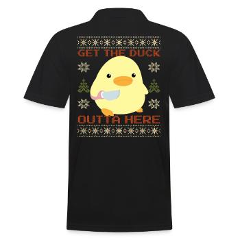 Duck with Knife Meme - Get the Duck Ugly Christmas - Men's Polo Shirt - black - Back - Kai (181cm)