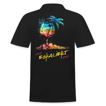 "It Escalates Anyway" Party Costume for Girls Night Out - Men's Polo Shirt - black - Back - Kai (181cm)