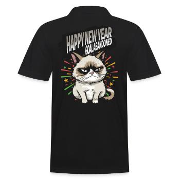 Goal abandoned - Angry Cat Happy New Year Pajamas - Männer Poloshirt - Schwarz - Hinten - Kai (181cm)