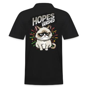 Hopes vanished - Angry Cat Happy New Year Pajamas - Männer Poloshirt - Schwarz - Hinten - Kai (181cm)