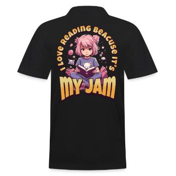 Books are my Jam - Kawaii Anime Girl Bookworms - Men's Polo Shirt - black - Back - Kai (181cm)