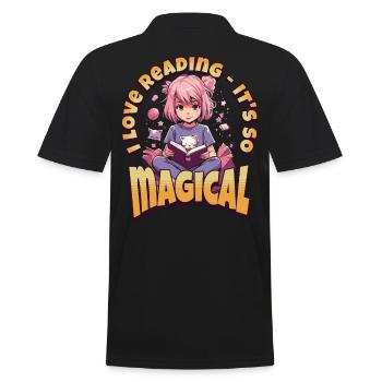 Reading is magical - Kawaii Anime Girl Bookish - Men's Polo Shirt - black - Back - Kai (181cm)