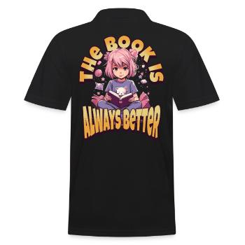Books are better - Kawaii Girl for Bookworms - Men's Polo Shirt - black - Back - Kai (181cm)