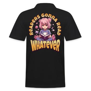 Whatever Readers going to read - Kawaii Anime Girl - Men's Polo Shirt - black - Back - Kai (181cm)