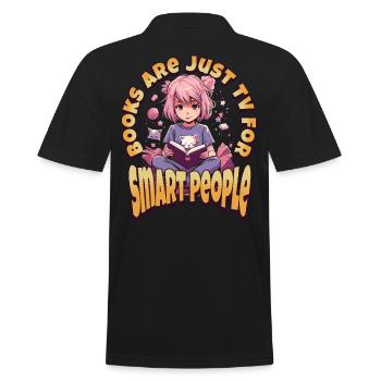 Smar People - Kawaii Anime Girl for Bookworms - Men's Polo Shirt - black - Back - Kai (181cm)