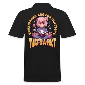 Bookmarks are for Quitters - Kawaii Anime Girl - Men's Polo Shirt - black - Back - Kai (181cm)