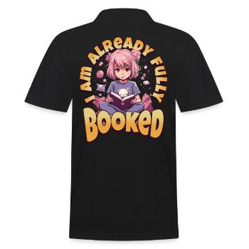 Fully Booked - Kawaii Anime Girl for Bookworms - Men's Polo Shirt - black - Back - Kai (181cm)