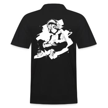 Le cool Cyberpunk Style Anime Boy Otaku de Shibuya - Polo Homme - noir - Dos - Kai (181cm)