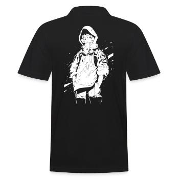 Le cool Cyberpunk Style Anime Boy Otaku de Shibuya - Polo Homme - noir - Dos - Kai (181cm)