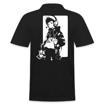 Le cool Cyberpunk Style Anime Boy Otaku de Shibuya - Polo Homme - noir - Dos - Kai (181cm)