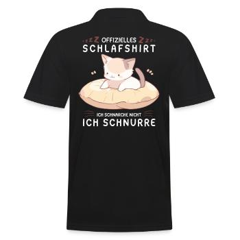 Offizielles Schlafshirt personalisiert mit Katze - Männer Poloshirt - Schwarz - Hinten - Kai (181cm)