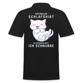 Offizielles Schlafshirt personalisiert mit Katze - Männer Poloshirt - Schwarz - Hinten - Kai (181cm)