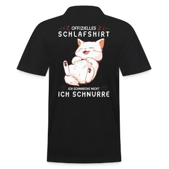 Offizielles Schlafshirt personalisiert mit Katze - Männer Poloshirt - Schwarz - Hinten - Kai (181cm)