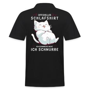 Offizielles Schlafshirt personalisiert mit Katze - Männer Poloshirt - Schwarz - Hinten - Kai (181cm)